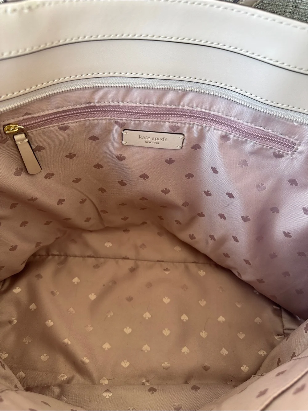 kate spade White and Pale Pink Two-Tone Leather Tote